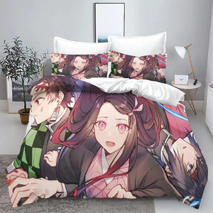 Demon Slayer: Kimetsu no Yaiba kamado Nezuko Anime 100% Polyester Bedding Set Duvet Cover Set Printed Cartoon Home Decor - Bear Hugs