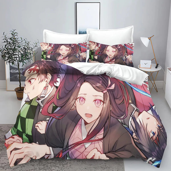 Demon Slayer: Kimetsu no Yaiba kamado Nezuko Anime 100% Polyester Bedding Set Duvet Cover Set Printed Cartoon Home Decor - Bear Hugs