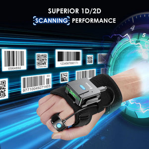 Eyoyo 2D Bluetooth Barcode Scanner Left&Right Hand Glove Wearable Scanner Patable 1D QR Finger Bar Code Reader Wireless Device - Bear Hugs