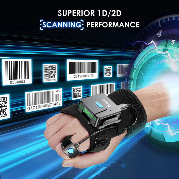 Eyoyo 2D Bluetooth Barcode Scanner Left&Right Hand Glove Wearable Scanner Patable 1D QR Finger Bar Code Reader Wireless Device - Bear Hugs