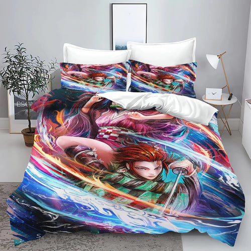 Demon Slayer: Kimetsu no Yaiba kamado Nezuko Anime 100% Polyester Bedding Set Duvet Cover Set Printed Cartoon Home Decor - Bear Hugs