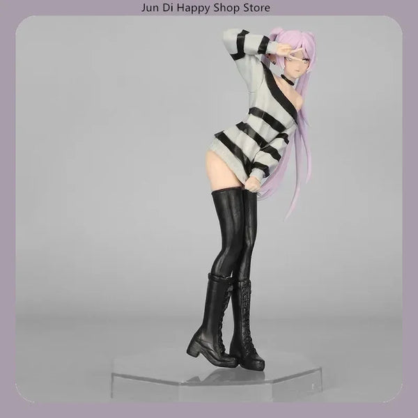 18.5cm Anime Collectible Figure - Frieren Beyond Journey'S End Casual Striped Outfit Victory Pose Pvc Model Statue Desktop Gift - Bear Hugs