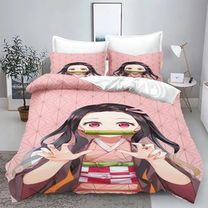 Demon Slayer: Kimetsu no Yaiba kamado Nezuko Anime 100% Polyester Bedding Set Duvet Cover Set Printed Cartoon Home Decor - Bear Hugs