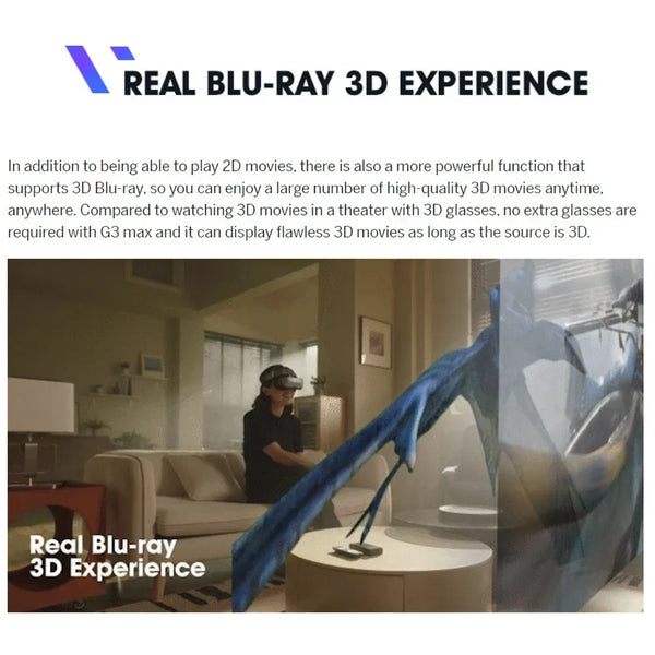 S G3Max 5K OLED 3D Cinematic HMD Giant Screen Personal Theater Goggles Compatible with iPhone 15SteamDeckMacAndroidblue ray - Bear Hugs