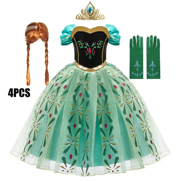 Full Printing Kids Cosplay Anna Princess Costume Fancy Birthday Carnival Party Prom Dress Toddler Role Play Clothing Outfits - Bear Hugs