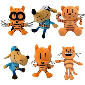 Dog Man & Petey Cat Plush Duo