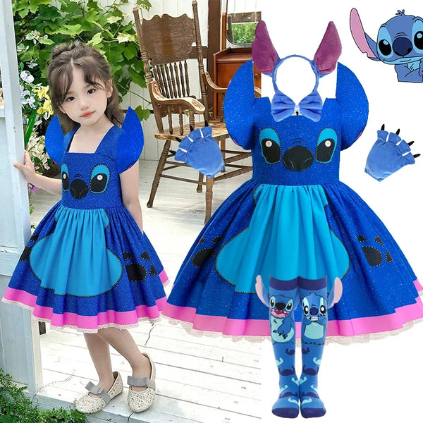 Baby Disney Movie Stitch Role Playing Costume Sets Cartoon Cute Princess Dress Stage Performance Purim Carnival Kids Dress - Bear Hugs