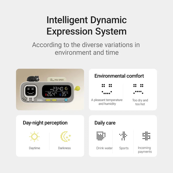 DUKA MOODA Smart Desktop Temperature and Humidity Clock Electric Digital Home Temperature and Humidity Meter Smart Fun Reminder - Bear Hugs