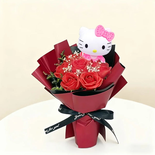 Sanrio Rose Bouquet Hello Kitty Eternal Rose Bouquet Exquisite Desktop Decorative Bouquet Hello Kitty Graduation Ceremony Valent - Bear Hugs