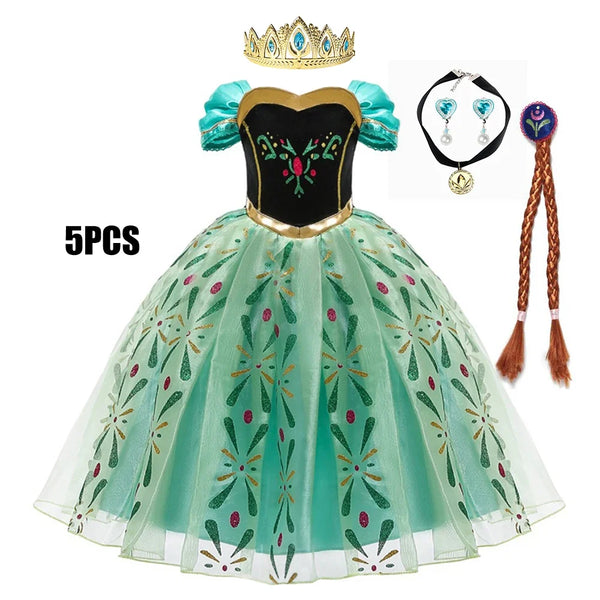 Full Printing Kids Cosplay Anna Princess Costume Fancy Birthday Carnival Party Prom Dress Toddler Role Play Clothing Outfits - Bear Hugs