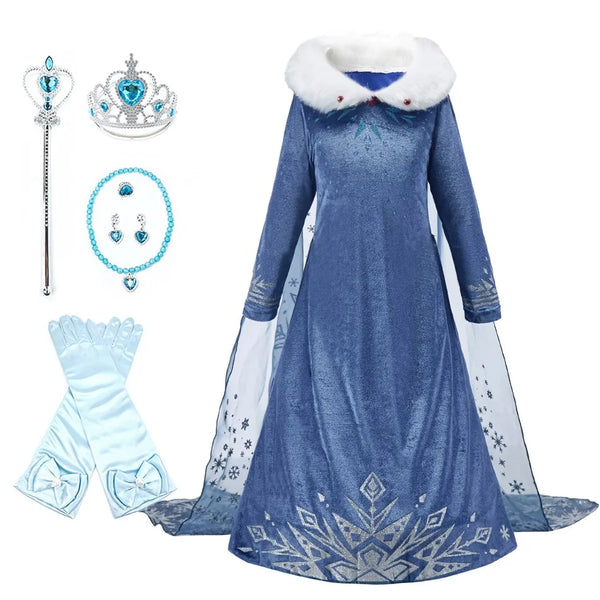 Children Snow Queen Princess Dress Winter Girl Elsa Costume Carnival Birthday Holiday Party Dress Kids New Outfit Clothes - Bear Hugs