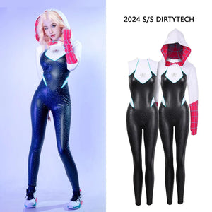 Spiderman Across Spider Verse Gwen Stacy Cosplay Costume PU One-piece Suit Tight and Elastic De Batterie Spiderman Women - Bear Hugs