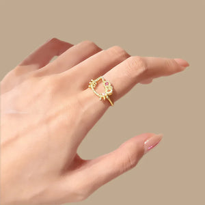 Sanrio Hello Kitty Ring Cartoon Fashion Woman's Diamond Studded Ring Sweet Girls Daily Wearing Anime Peripherals Ornament Gifts - Bear Hugs