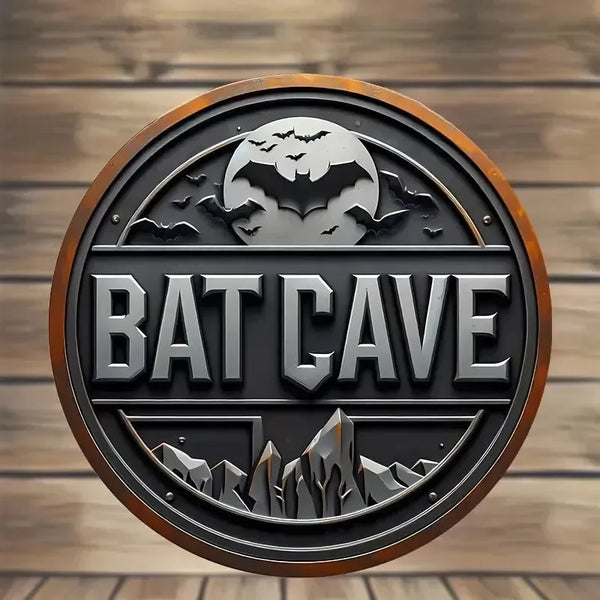 Vintage Bat Cave Metal Sign