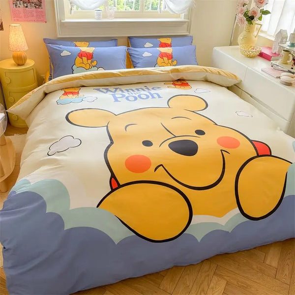 DZNY Bedding Set Cartoon Anime Children Bedroom Quilt Cover Boy Girl Bedclothes Single Double King Mickeys Duvet Cover Gift - Bear Hugs