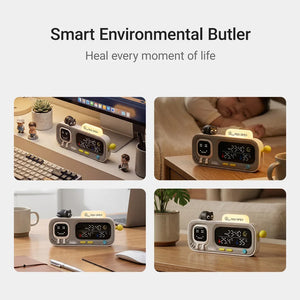 DUKA MOODA Smart Desktop Temperature and Humidity Clock Electric Digital Home Temperature and Humidity Meter Smart Fun Reminder - Bear Hugs