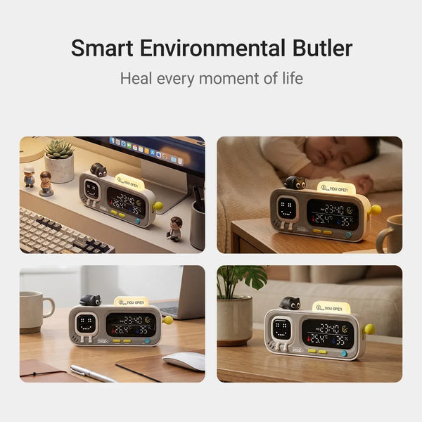 DUKA MOODA Smart Desktop Temperature and Humidity Clock Electric Digital Home Temperature and Humidity Meter Smart Fun Reminder - Bear Hugs