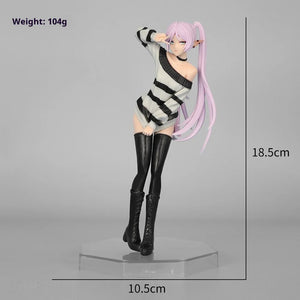18.5cm Anime Collectible Figure - Frieren Beyond Journey'S End Casual Striped Outfit Victory Pose Pvc Model Statue Desktop Gift - Bear Hugs
