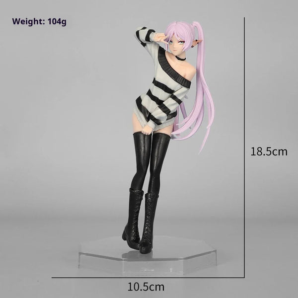 18.5cm Anime Collectible Figure - Frieren Beyond Journey'S End Casual Striped Outfit Victory Pose Pvc Model Statue Desktop Gift - Bear Hugs