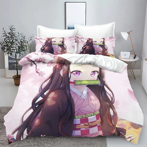 Demon Slayer: Kimetsu no Yaiba kamado Nezuko Anime 100% Polyester Bedding Set Duvet Cover Set Printed Cartoon Home Decor - Bear Hugs