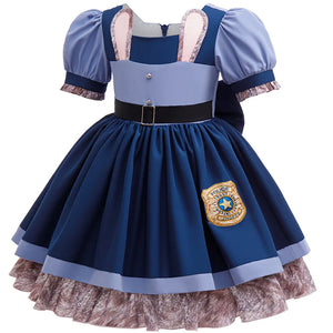 Girls Judy Bunny Police Officer Dress Disney Zootopia 2 Bunny Costume for Kids Cosplay Dress With Accessories Fancy Outfits - Bear Hugs