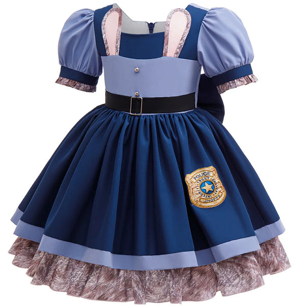 Girls Judy Bunny Police Officer Dress Disney Zootopia 2 Bunny Costume for Kids Cosplay Dress With Accessories Fancy Outfits - Bear Hugs