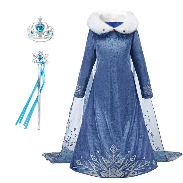 Children Snow Queen Princess Dress Winter Girl Elsa Costume Carnival Birthday Holiday Party Dress Kids New Outfit Clothes - Bear Hugs