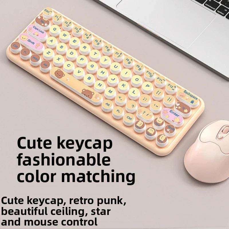 Ergonomic 2.4G Wireless Keyboard Mouse Combo 65 Keys Gradient Color - Bear Hugs