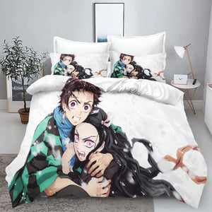 Demon Slayer: Kimetsu no Yaiba kamado Nezuko Anime 100% Polyester Bedding Set Duvet Cover Set Printed Cartoon Home Decor - Bear Hugs
