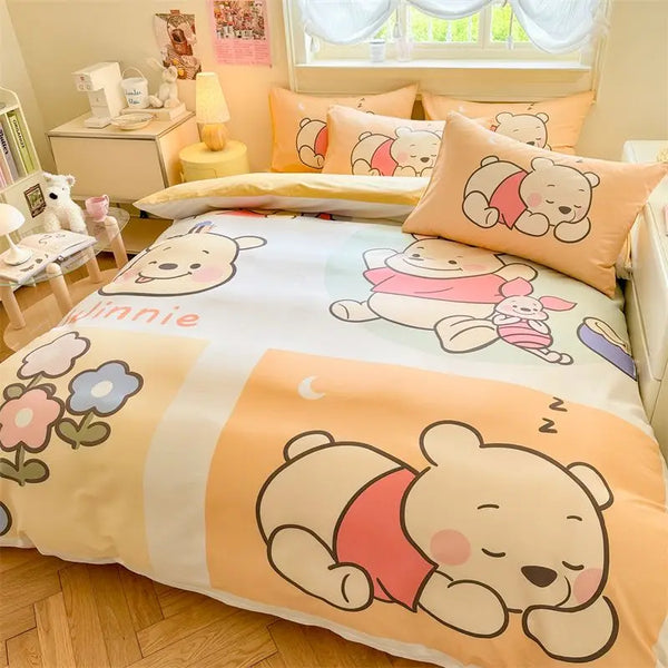 DZNY Bedding Set Cartoon Anime Children Bedroom Quilt Cover Boy Girl Bedclothes Single Double King Mickeys Duvet Cover Gift - Bear Hugs