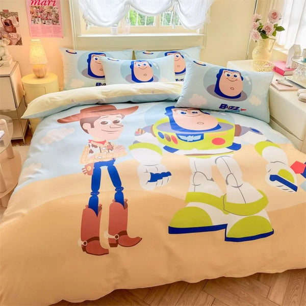 DZNY Bedding Set Cartoon Anime Children Bedroom Quilt Cover Boy Girl Bedclothes Single Double King Mickeys Duvet Cover Gift - Bear Hugs
