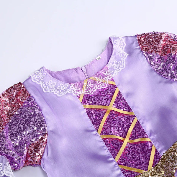 Girls Disney Rapunzel Dress Kids Tangled Disguise Carnival Girl Princess Costume Birthday Party Gown Outfit Clothes 2-10 Years - Bear Hugs
