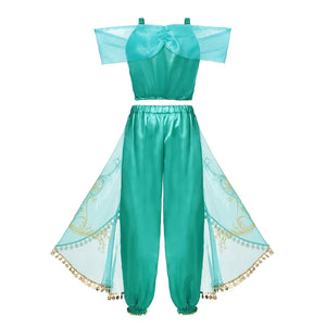 Jasmine Princess Dress Princess Dress Up Of Aladdin The Magic Lamp Costume Girls Birthday Party Halloween Fantasy Top Pants - Bear Hugs