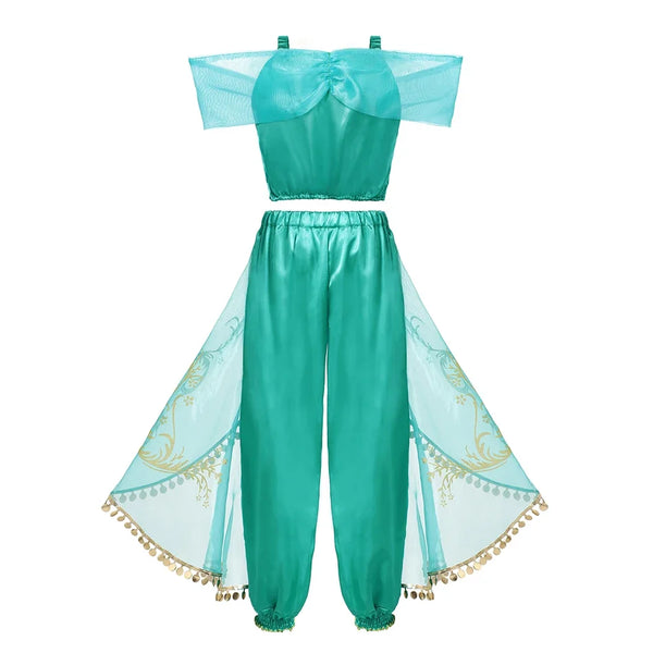 Jasmine Princess Dress Princess Dress Up Of Aladdin The Magic Lamp Costume Girls Birthday Party Halloween Fantasy Top Pants - Bear Hugs