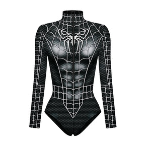 Superhero Spiderman Bodysuit for Women Captain America Cosplay 3D Print Long Sleeve Swimsuit Adult Halloween Carnival Costumes - Bear Hugs