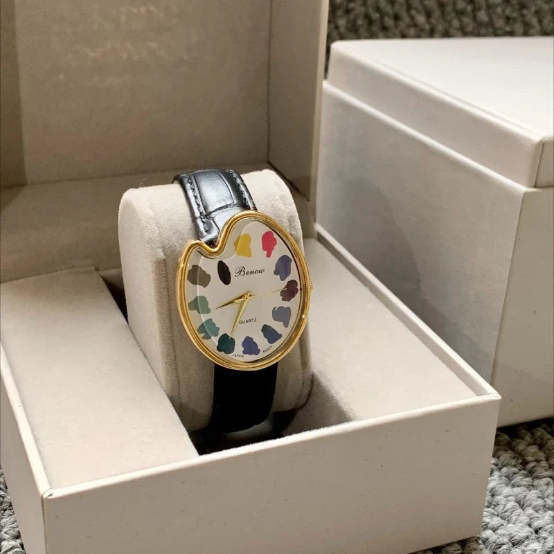 Retro Niche Art sketching board Design Leather Quartz Square Exquisite and Versatile Pointer Watch 29mm - Bear Hugs