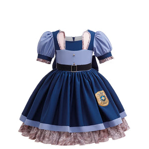 Girls Judy Bunny Police Officer Dress Disney Zootopia 2 Bunny Costume for Kids Cosplay Dress With Accessories Fancy Outfits - Bear Hugs