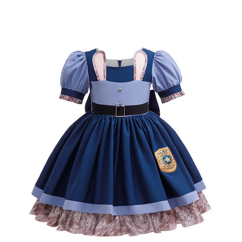 Girls Judy Bunny Police Officer Dress Disney Zootopia 2 Bunny Costume for Kids Cosplay Dress With Accessories Fancy Outfits - Bear Hugs