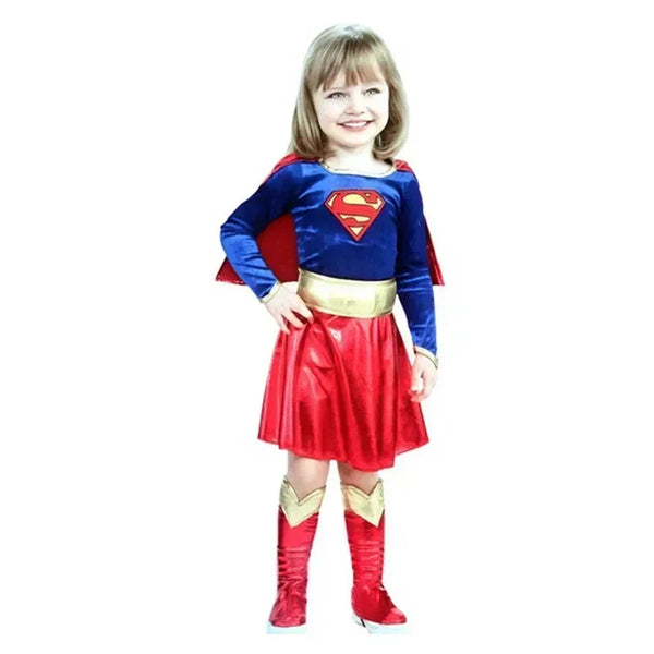 Superwoman Dress Cosplay Costumes Super Girls Dress Shoe Covers Suit Superhero Woman Super Hero Kids Halloween Costume - Bear Hugs