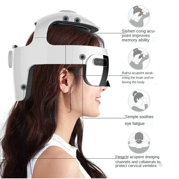 Wireless Head Eye Integrated Massager Helmet Bluetooth Music Relieve The Fatigue of The Scalp Eyes Heating Relax Instrument - Bear Hugs