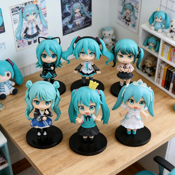 6pcs/set Anime new miku figure mini character ornaments kawai hatsune table decoration for home adult toy child gift - Bear Hugs