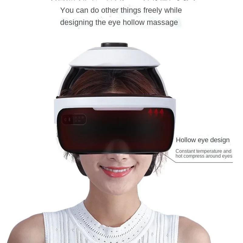 Wireless Head Eye Integrated Massager Helmet Bluetooth Music Relieve The Fatigue of The Scalp Eyes Heating Relax Instrument - Bear Hugs