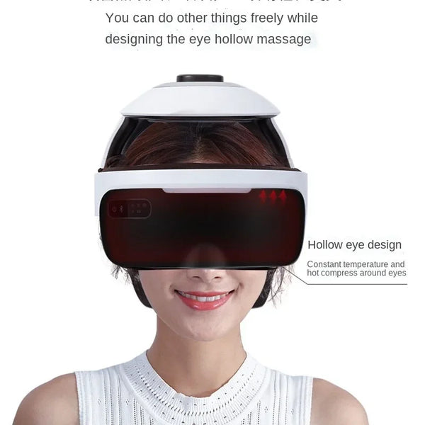 Wireless Head Eye Integrated Massager Helmet Bluetooth Music Relieve The Fatigue of The Scalp Eyes Heating Relax Instrument - Bear Hugs