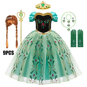 Full Printing Kids Cosplay Anna Princess Costume Fancy Birthday Carnival Party Prom Dress Toddler Role Play Clothing Outfits - Bear Hugs