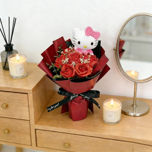Sanrio Rose Bouquet Hello Kitty Eternal Rose Bouquet Exquisite Desktop Decorative Bouquet Hello Kitty Graduation Ceremony Valent - Bear Hugs
