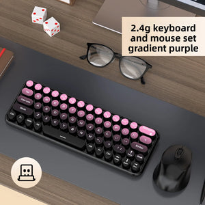 Ergonomic 2.4G Wireless Keyboard Mouse Combo 65 Keys Gradient Color - Bear Hugs