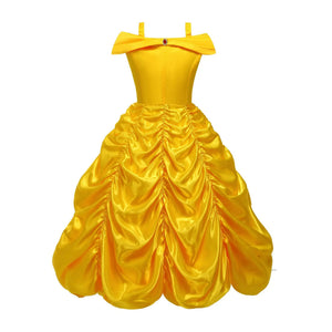 Off Shoulder Yellow Princess Dress for Kids Girl Belle Role Playing Clothing Fancy Carnival Party Birthday Ball Gowns Halloween - Bear Hugs