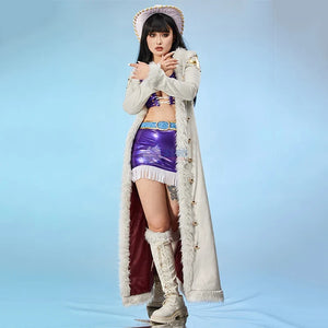 Anime Nico Robin Miss Allsunday Cosplay Costumes Women Sexy Leather Dress Coat Hat Suit Halloween Carnival Stage Perform Clothes - Bear Hugs