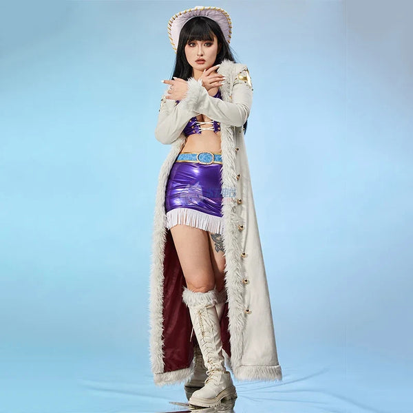Anime Nico Robin Miss Allsunday Cosplay Costumes Women Sexy Leather Dress Coat Hat Suit Halloween Carnival Stage Perform Clothes - Bear Hugs