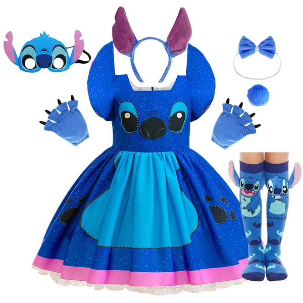 Baby Disney Movie Stitch Role Playing Costume Sets Cartoon Cute Princess Dress Stage Performance Purim Carnival Kids Dress - Bear Hugs
